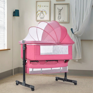 Cuna portátil plegable de altura ajustable para niños recién nacidos, cuna para bebé, cuna de viaje portátil con mosquitera - Product Image 3