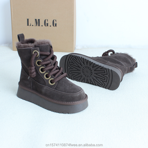 <span class=keywords><strong>Botas</strong></span> de Invierno para <span class=keywords><strong>Mujer</strong></span> de Cuero Genuino Marrón, Botines Estilo Barefoot Resistentes a las Manchas, <span class=keywords><strong>Botas</strong></span> de Nieve Estilo Country - Product Image 6