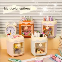 Porte-stylos cochon en plastique mignon et adorable, organiseur de papeterie pour étudiants et enfants, boîte de rangement de bureau à grande capacité avec compartiments