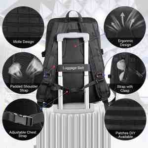 Sac à dos pour ordinateur portable en denim 15,6 pouces avec compartiment isotherme pour repas, fermeture éclair, style tactique/décontracté pour les trajets quotidiens et les pique-niques - Product Image 3