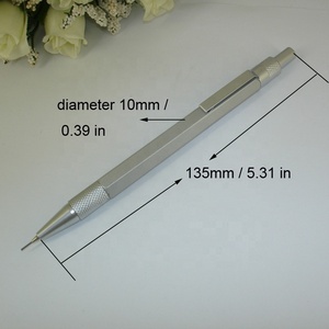 Crayon mécanique en métal argenté ACMECN 0,5 mm, pour étudiants, dessin, logo personnalisé, gravure informatique, action par clic, aluminium hexagonal - Product Image 5