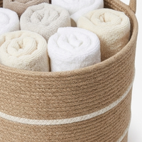 Panier de rangement écologique en jacinthe d'eau tressé à la main avec poignées pour linge, couvertures, jouets - Organisateur de salon (Style Bohème Chic)