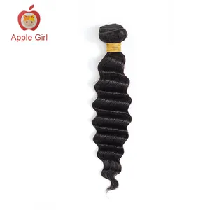 Apple Girl Wholesale Mink Brazilian 100% Virgin Remy Hair Bundles Double Weft Natural Color Loose Deep Wave Human Hair Bundles