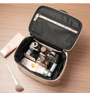 Waterproof Portable <b>Toiletry</b> <b>Bag</b> Large <b>Women</b> Customized Logo PU Leather Cosmetic <b>Bag</b> Daily Alligator Makeup <b>Bag</b> with Handle - Product Image 1