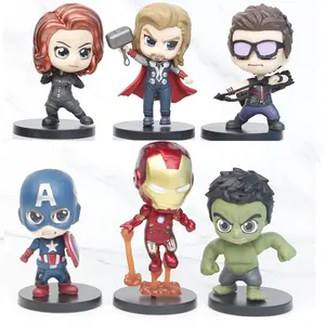 Venda quente 6 pcs/set dos desenhos animados miúdos presentes Avengered Gacha bonecas Iron Mans Thor Equipe Americana figura brinquedo