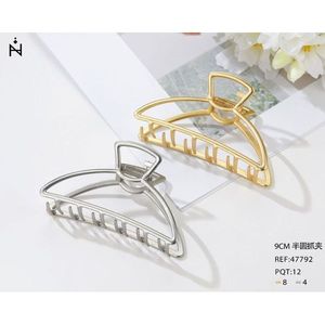 Fermaglio per capelli a mezza luna da 9 cm per donne e ragazze, fermaglio in metallo con design a denti, colore argento e oro - Product Image 1