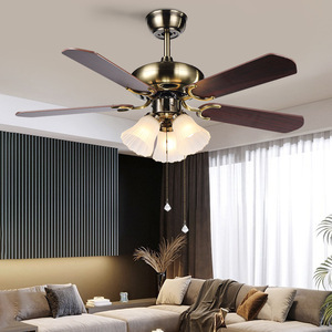 Ventilateur de plafond moderne pour salon avec télécommande, 5 vitesses, moteur DC, LED, profil bas, pour chambre à coucher et bureau - Product Image 1