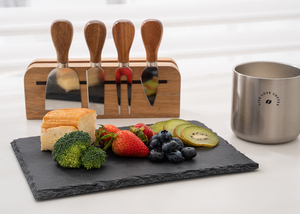 Planche à découper en <span class=keywords><strong>ardoise</strong></span> de conception spéciale d'usine, plaques rectangulaires noires, bloc à couteaux <span class=keywords><strong>magnétique</strong></span>, planche à fromage en <span class=keywords><strong>ardoise</strong></span> d'acacia de 1,5 cm - Product Image 4