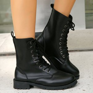 <span class=keywords><strong>Stivaletti</strong></span> da Donna in Stile Retrò Formale con Tomaia a Specchio, Suola Spessa, Lacci Laterali e Tacco Chunky - Product Image 6