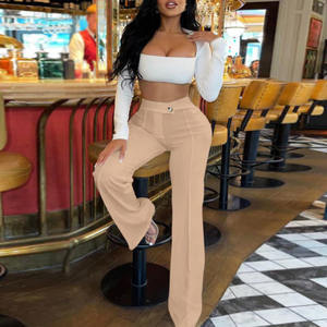 <span class=keywords><strong>Pantalon</strong></span> élégant pour <span class=keywords><strong>femme</strong></span> en <span class=keywords><strong>velours</strong></span> côtelé, taille haute, coupe droite, avec cordon de serrage superposé, idéal pour le bureau - Product Image 6