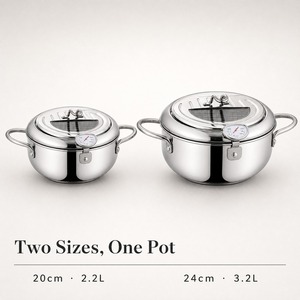 <span class=keywords><strong>Friteuse</strong></span> Tempura HL pour la cuisine à domicile, en acier inoxydable 304, avec thermomètre et couvercle avec grille d'égouttage d'huile, 2 tailles pour tous les types de plaques de cuisson - Product Image 4