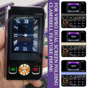 Téléphone portable pliable à double écran V8 Pro -2G avec gros boutons pour <span class=keywords><strong>seniors</strong></span>, double SIM, lampe de poche, radio FM et menu multilingue - Product Image 5