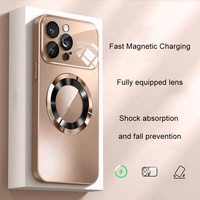 Étui en alliage de titane TPU + PC magnétique avec grande fenêtre en verre givré pour iPhone 16 Pro Max 15 14 13 12 Pro