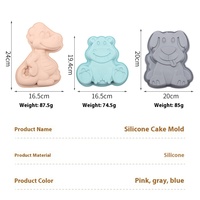 Ensemble de 3 moules à pâtisserie en silicone à motifs d'animaux de dessin animé, antiadhésifs, résistants à la chaleur, pour la fabrication de gâteaux et de desserts