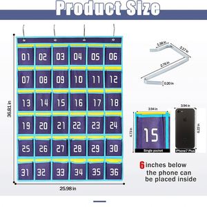 Wholesale Classroom Sundries Organizer <b>Numbered</b> Pocket Chart for Cell Phones Holder Wall <b>Door</b> Hanging on Closet - Product Image 2