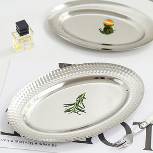 メーカー卸売モダンデザインステンレス鋼楕円形の浅いプレート皿滑り止めテーブルトップホテルパーティー用研磨金属 - Product Image 2