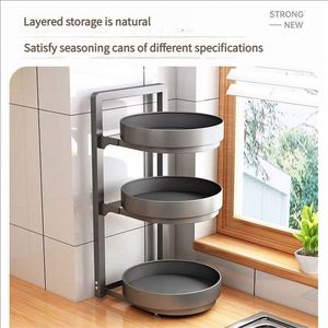 Modern Multi Layer Metal Spice Rack <b>Kitchen</b> Organizer with Rotating Stand for Home <b>Storage</b> - Product Image 4