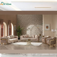 PZCN HOME Canapé d'angle moderne en tissu couleur taupe avec pieds en acier inoxydable pour salon, ensemble de meubles pour la maison