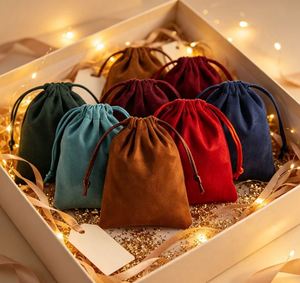 Bolsa de Regalo Reciclable con Cordón de Terciopelo y Franela con Logotipo Personalizado, Marca LIHUIDA, para Navidad, Bodas, Fiestas, Dulces, Joyería - Product Image 4