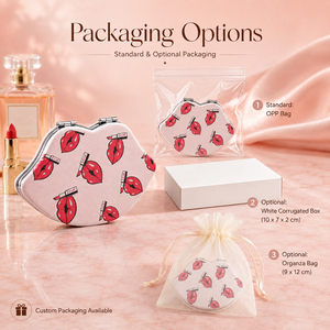 Cute Lip Shaped PU Leather <b>Compact</b> <b>Mirror</b> 1X 2X Magnifying Dual Sided HD Glass Magnetic Pocket Makeup <b>Mirror</b> Bulk Wholesale - Product Image 5
