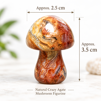 Figurine en Agate Crazy Lace Naturelle en forme de Champignon de 3,5 cm, Sculpture en Cristal, Décoration d'Intérieur, Cadeau de Collection