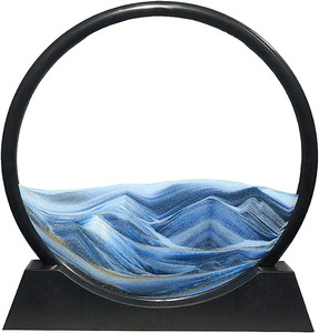 Goldmore Moving Sand Art Bild in Bewegung, runde 3D-Tiefseesandlandschaften aus gehärtetem Glas mit fließendem Sandrahmen - Product Image 3