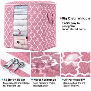 Custom 3 Pack Closet Organizers and Storage Containers, Clothes Storage <b>Bins</b>, Storage Bags with <b>Large</b> Clear Window & Handles - Product Image 3