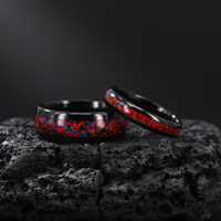 6mm Schwarzer Wolfram-Kuppelring mit Rotem Opal für Verlobung Jubiläum Eleganter Paarring