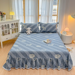 Extra Large <strong>Size</strong> 100% Pure Cotton Printed Bed Skirt Romantic Ruffled Lace Edge Dust Mattress Cover <strong>Valance</strong> for <strong>King</strong> Mattress - Product Image 5