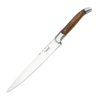 Lot de 2 fourchettes à viande en acier inoxydable avec manche en bois d'olivier écologique pour service et grillades de bœuf, idéales pour le barbecue