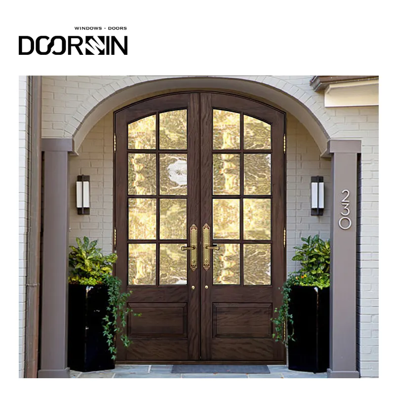 American Hot Selling Luxury French Solid Wooden Main Entry Doors For Houses