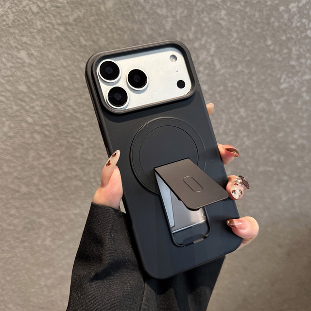 Magnetic Metal Kickstand Matte Case For Iphone 16 15 14 13 12 11 Phone Case With Magnet Invisible Stand For Galaxy S24 S25 Ultra