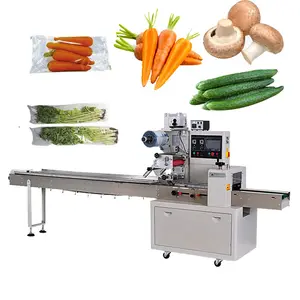 Sıcak satış otomatik besleme akış yastık sebze mantar havuç salatalık mısır paketleme makinesi