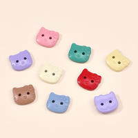 Boutons-pression carrés en plastique à deux trous, motif chat de dessin animé fraise colorée, décoratifs, lavables, pour vêtements d'enfants
