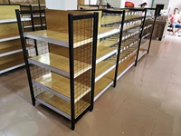 Étagères Gondoles Personnalisées Effet Bois, Présentoirs de Supermarché, Équipements Métalliques, Rayonnages d'Entreposage