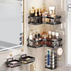 5 Pack Wall Mount Toilet Rack Organizer Shower Caddy <b>Bathroom</b> Shelf Organizer <b>Corner</b> Shower Caddy Shelf Organizer with Soap Tray - Product Image 1