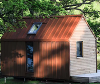 Sauna finlandais extérieur en forme de maison noire avec poêle électronique, design moderne et écologique, en bois, avec toit pour jardin