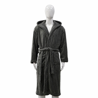 Peignoir à capuche personnalisé avec logo, en flanelle corail gris, confortable et doux pour la peau, idéal pour la salle de bain et la vente au détail, avec ceinture, pour couple