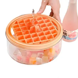 Newest Hot Sale Ice Cube Molds And Trays Abs+Pet+Pp Plastic Pressed Ice Makers Lattice Ice Tray With Storage Box