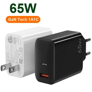 GOOD SHE Charger Dinding perjalanan cepat GaN, pengisi daya dinding usb c 65Watt PPS, pengisi daya Cepat PD 65w gan untuk UAV