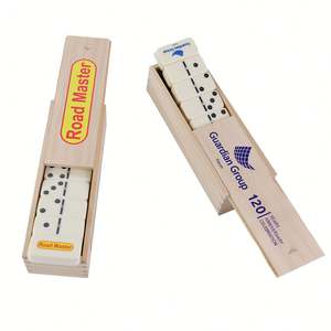 Regalos Personalizados Promocionales, Juego de Dominó de Madera Doble 6 con Caja de Madera, Juguete de Ajedrez de Ocio con Logotipo - Product Image 1