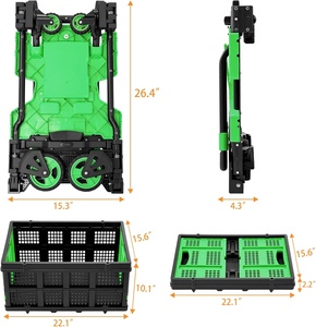 Camión de mano portátil de 330 libras, cuatro ruedas, plegable, multifuncional, carro de mano de 150kg, resistente, fácil de llevar, carro plano plegable - Product Image 5