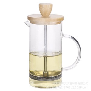 Cafetière à piston manuelle 350 ml/600 ml 800 ml/1000 ml avec couvercle en bambou et filtre en acier inoxydable 304, cafetière en <span class=keywords><strong>verre</strong></span> - Product Image 3