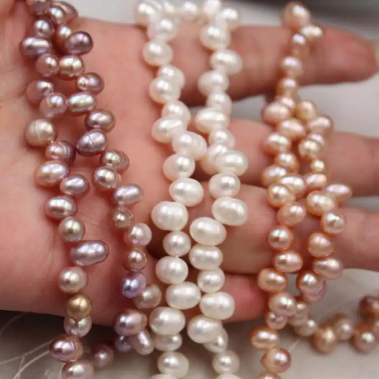 D'acqua Dolce naturale Della Perla Irregolare forma a goccia 5 millimetri Piccola perla del Riso Perline con Foro Laterale