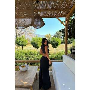 Vestido Largo Negro de Lino Lavin, Elegante, Formal, Casual, para el Día a Día, Mangas Abullonadas, Diseño Sólido, Talla Única/XS/6XL, Alta Calidad, Personalizado - Product Image 1