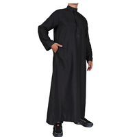 Qamis traditionnel pour homme, style Qatari, manches longues, en polyester respirant, tailles 52-62, col montant, boutons centraux, longueur cheville