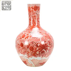 中国批发古董家居装饰瓷花瓶，龙纹家居用品装饰花瓶