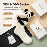 Chaussettes mi-mollet personnalisées unisexes en crochet à la main, mignonnes, en forme de panda 3D, chaudes pour l'hiver, épaisses, pour la maison, pour l'intérieur