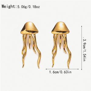 เครื่องประดับพู่ห้อยสไตล์มินิมอลสุดหรู ดีไซน์รูปแมงกะพรุน ทำจากสแตนเลสชุบทอง เรียบเนียน เหมาะเป็นของขวัญ - Product Image 4