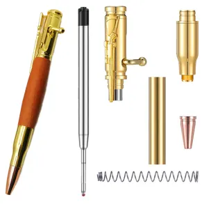 Woodturning Project Kits Ballpoint Pen Kit with Mandrel Pen Turning Supplies for DIY Gun Bolt Action Pen Kits